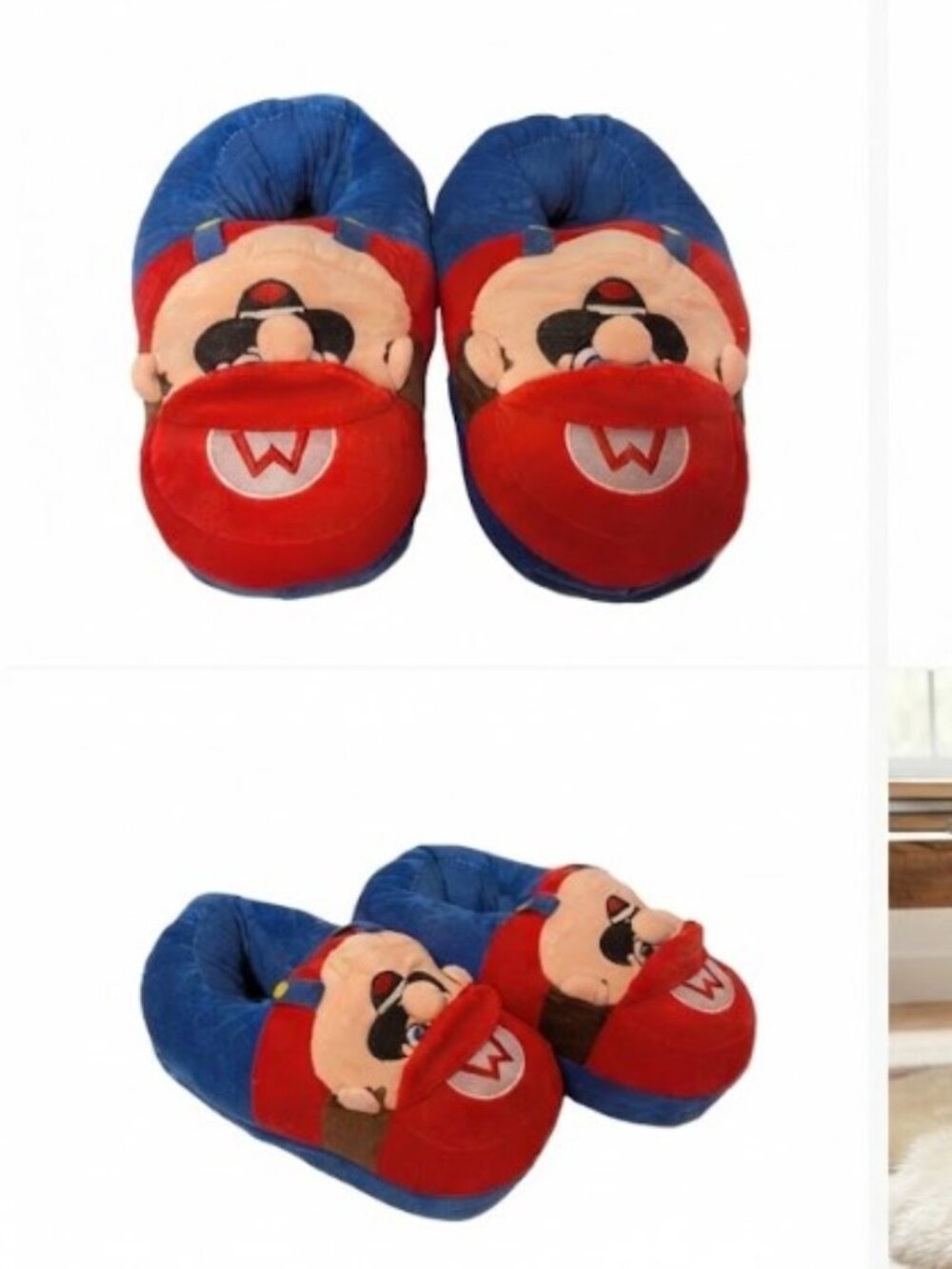 Super Mario Plush Slippers Unisex Teen Adult Universal Size Cosplay up to 10.5"